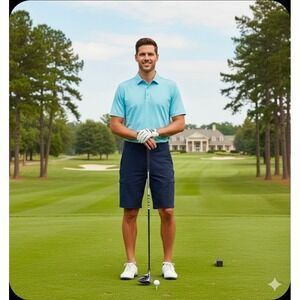 Birdie Bound Mens 9" Golf Performance Cargo‎ Shorts Navy Blue Size 40 Casual New